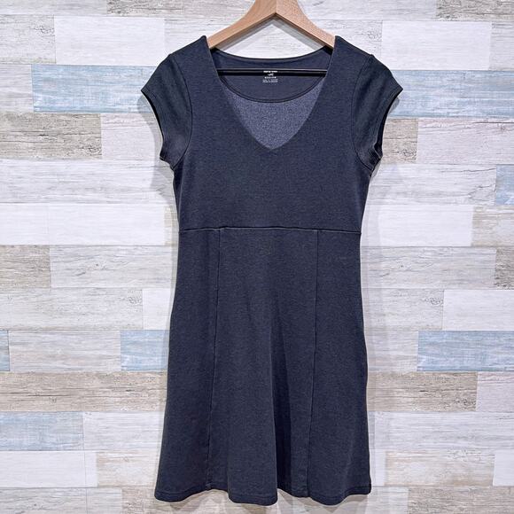 Horny Toad & Co Athleisure Skater Dress Gray Cap Sleeve Tencel Womens Medium - Picture 1 of 6